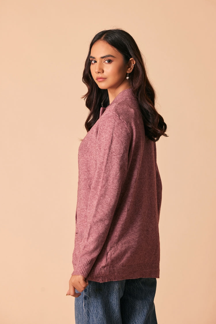 Picture of Ellena - Round Neck Cardigan Sweater - Available at Raja Sahib