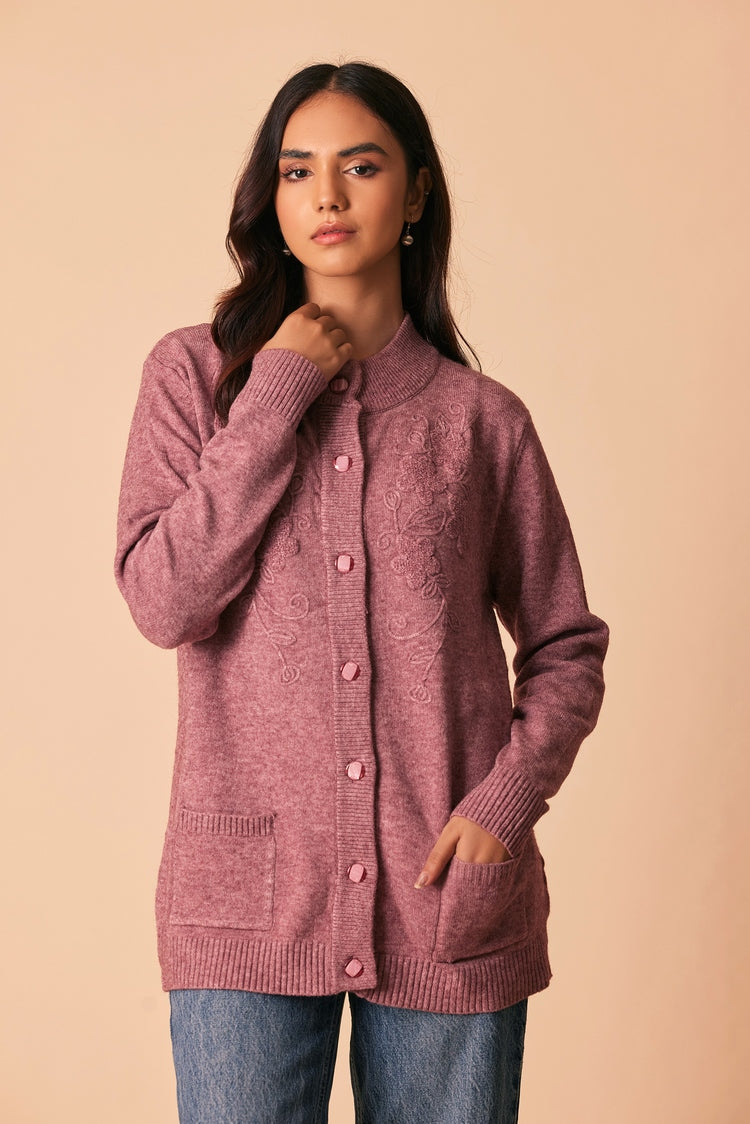 Picture of Ellena - Round Neck Cardigan Sweater - Available at Raja Sahib