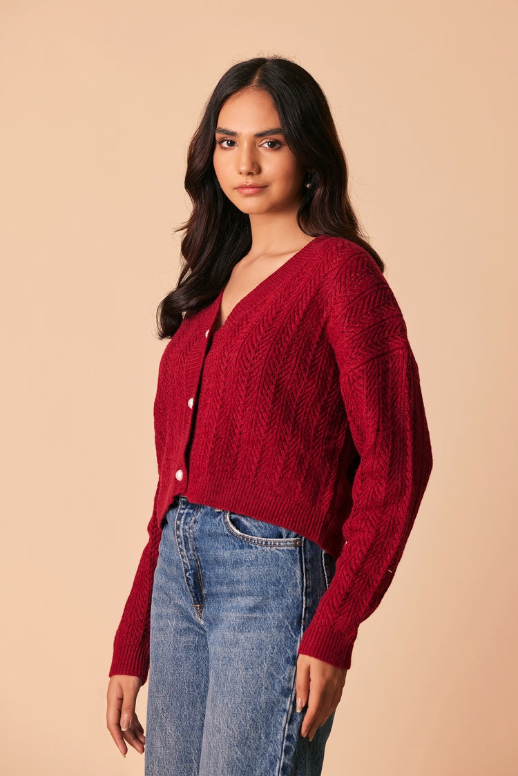 Picture of Ellena - V-Neck Cardigan Sweater - Available at Raja Sahib