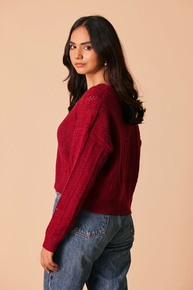 Picture of Ellena - V-Neck Cardigan Sweater - Available at Raja Sahib