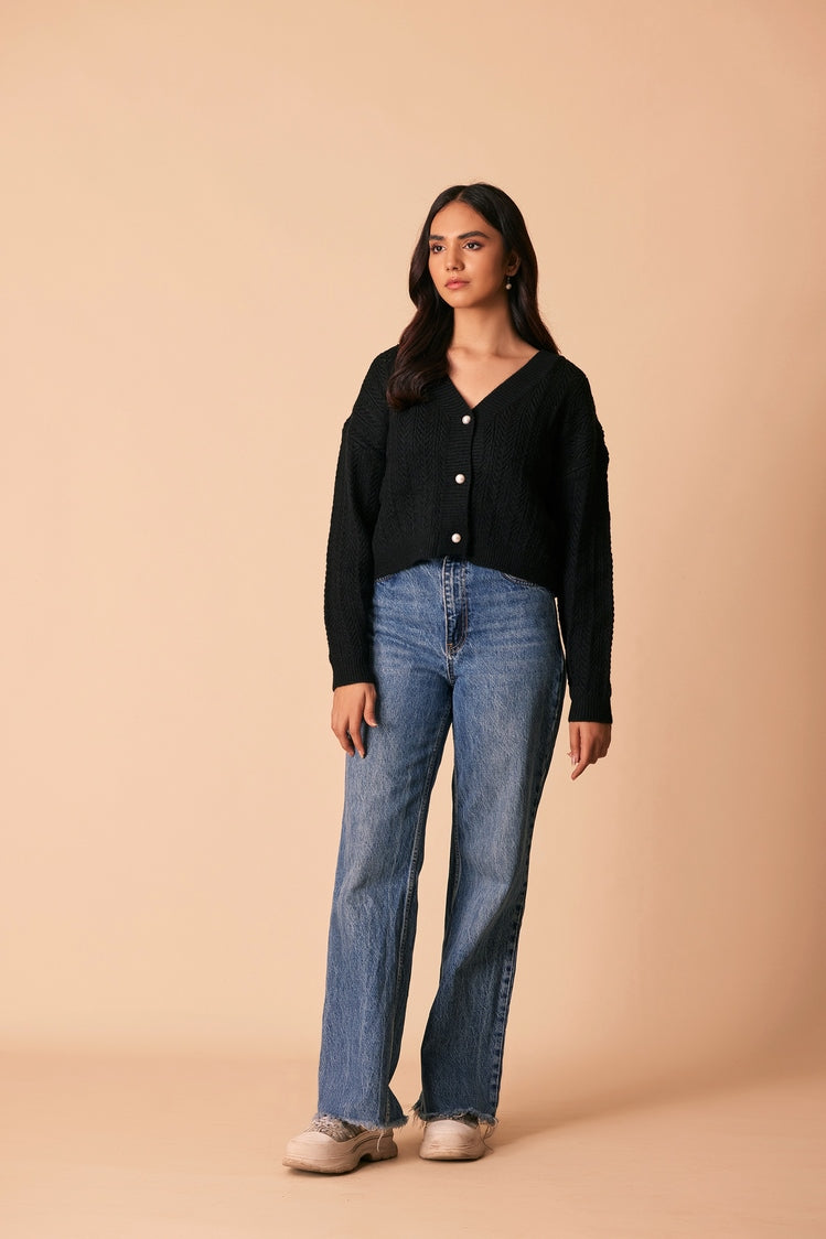 Picture of Ellena - V-Neck Cardigan Sweater - Available at Raja Sahib