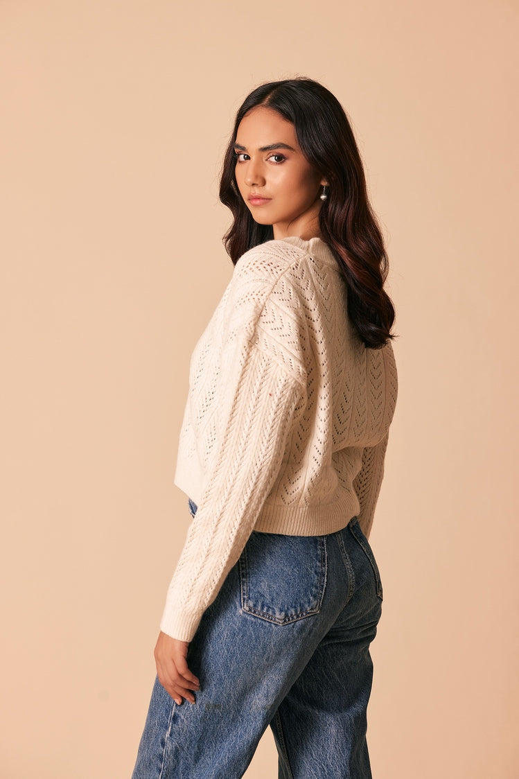 Picture of Ellena - V-Neck Cardigan Sweater - Available at Raja Sahib