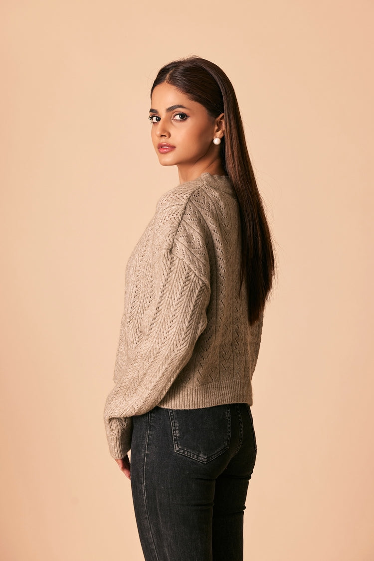 Picture of Ellena - V-Neck Cardigan Sweater - Available at Raja Sahib