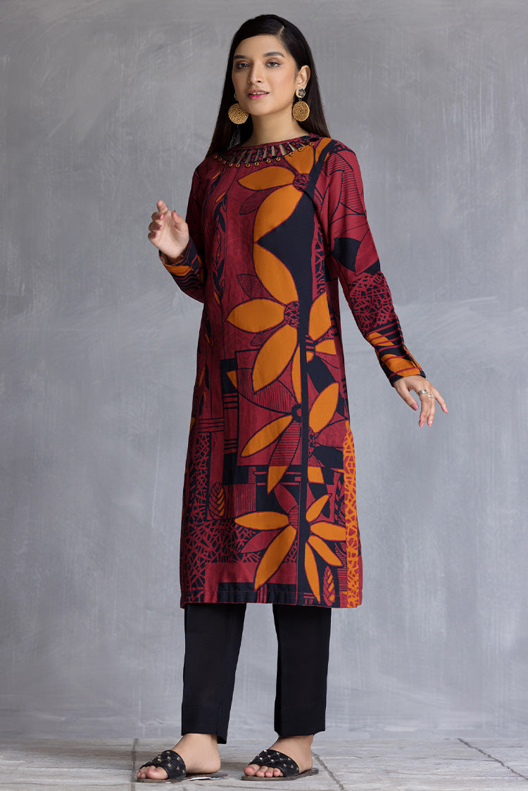 Picture of Ellena - 1-PC Stitched Khaddar Kurti - Available at Raja Sahib