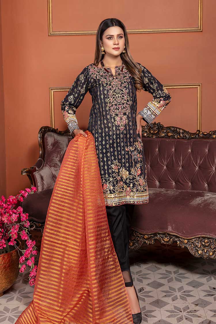 Picture of Ellena - Embroidered Jacquard 3-PC Suit - Available at Raja Sahib
