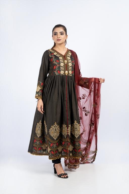 Picture of Ellena - 3-PC Stitched Masoori Cotton Suit - Available at Raja Sahib