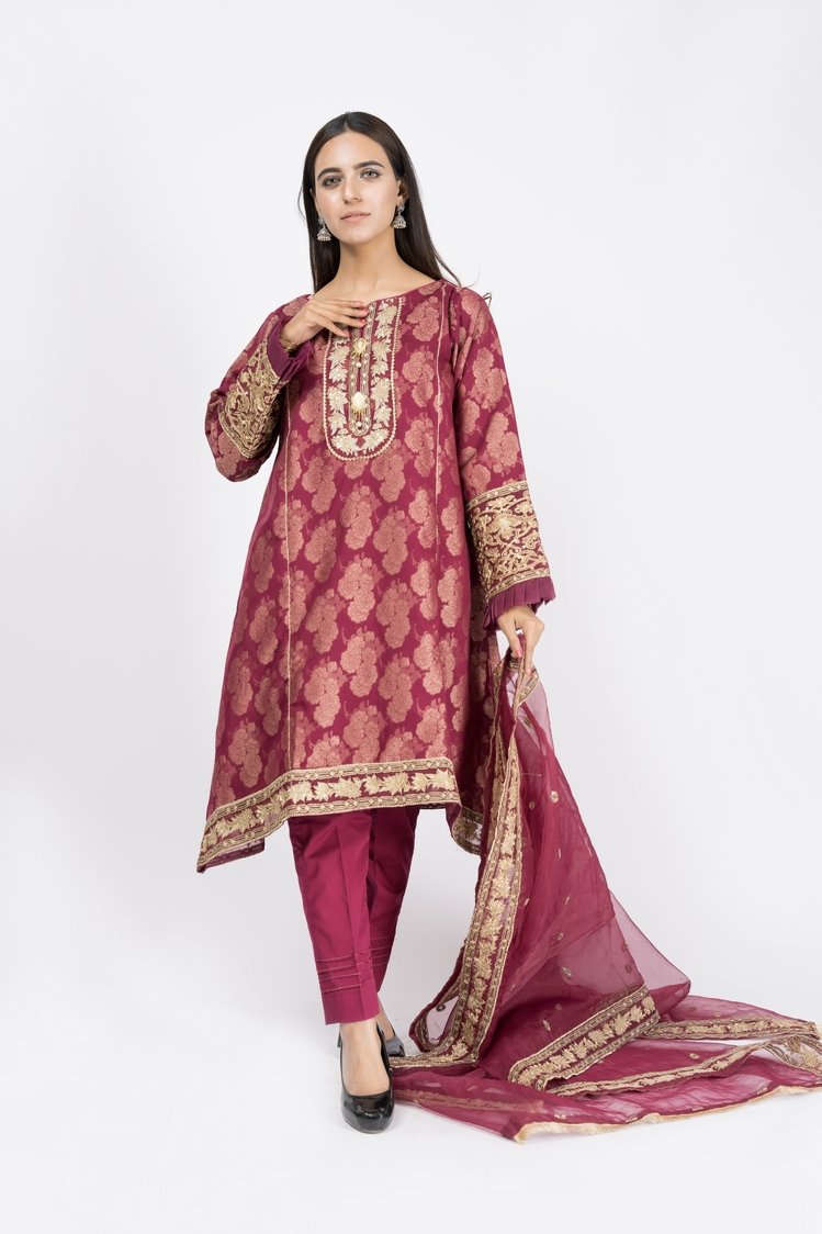 Picture of Ellena - Embroidered Jacquard Suit - ARN275 - Available at Raja Sahib