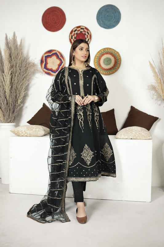 Picture of Ellena - 3-PC Stitched Paper Cotton Suit - Available at Raja Sahib