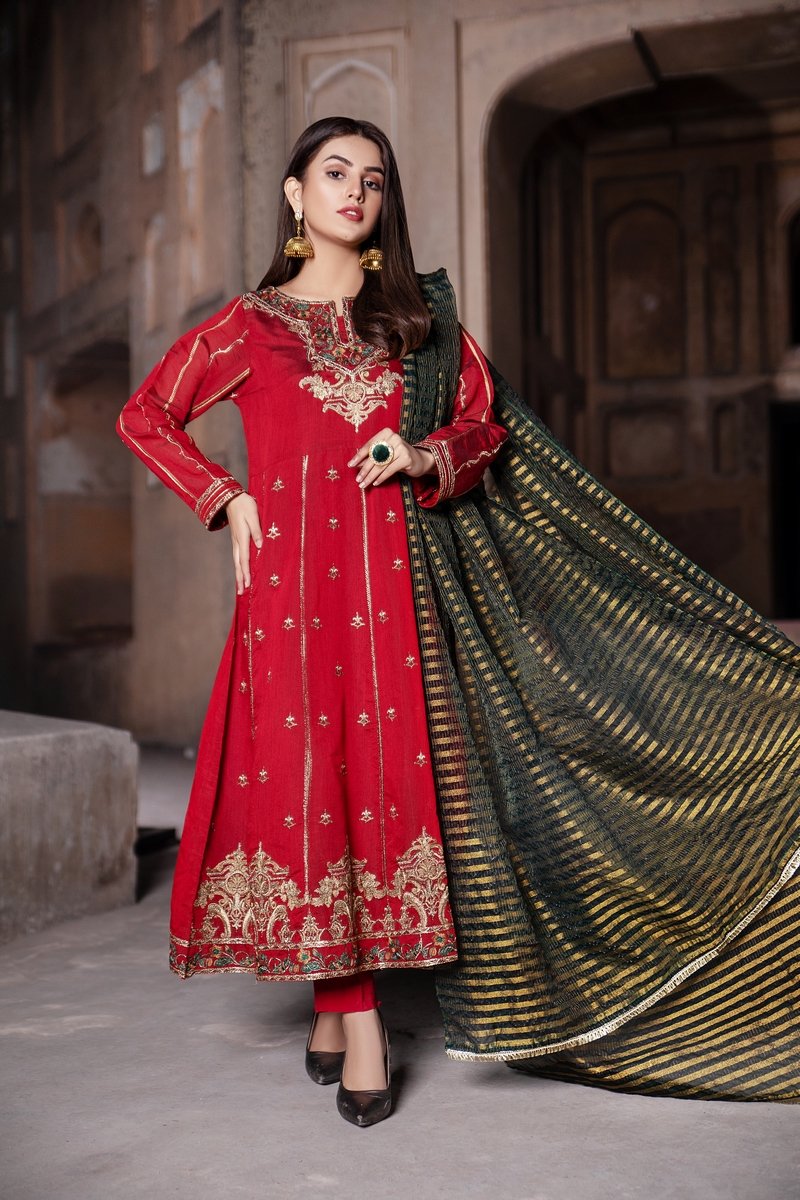 Picture of Ellena - 3-PC Stitched Paper Cotton Suit - Available at Raja Sahib