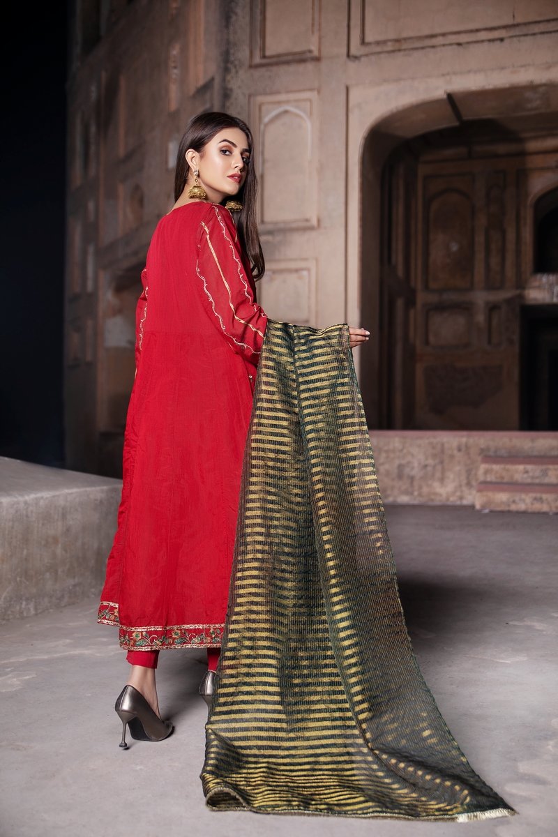 Picture of Ellena - 3-PC Stitched Paper Cotton Suit - Available at Raja Sahib