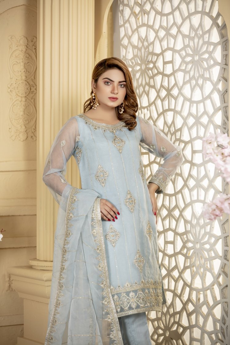 Picture of Ellena - 3-PC Stitched Organza Suit - Available at Raja Sahib