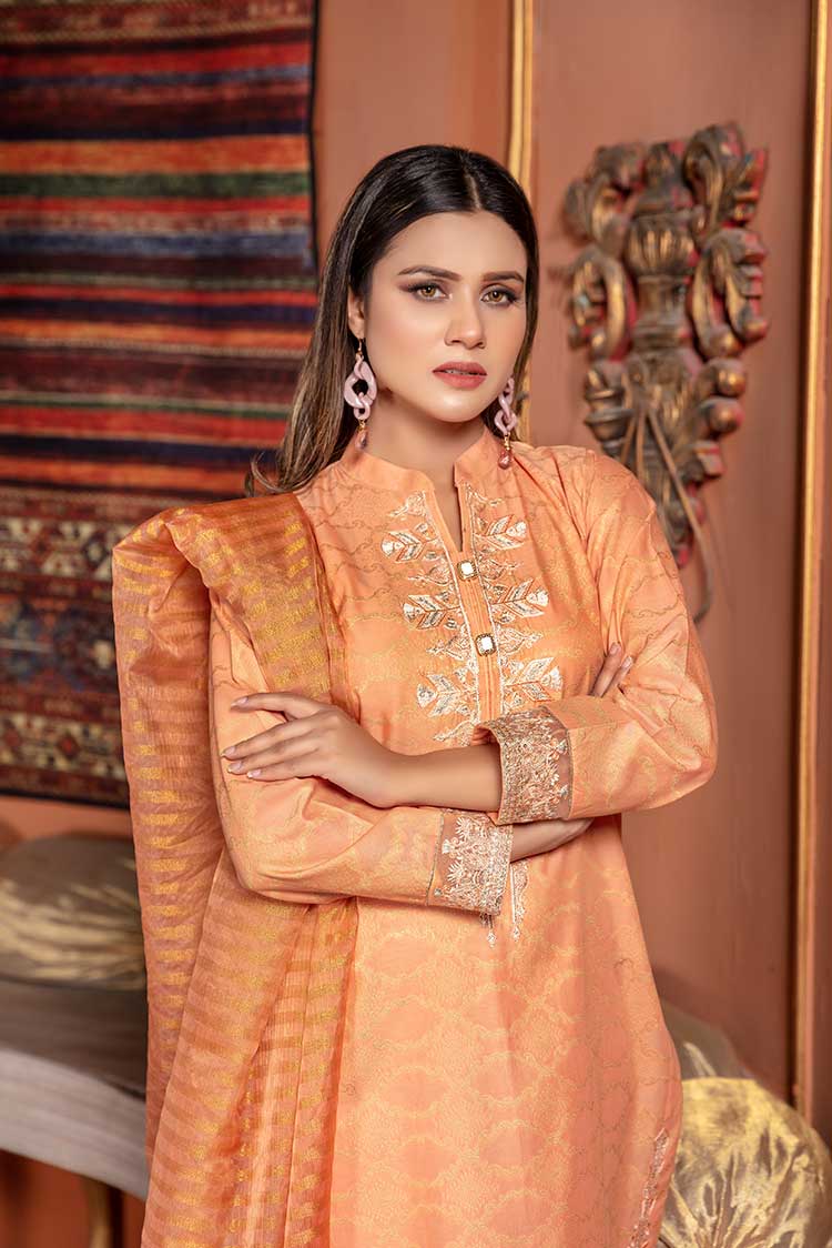 Picture of Ellena - Embroidered Jacquard 3-PC Suit - Available at Raja Sahib