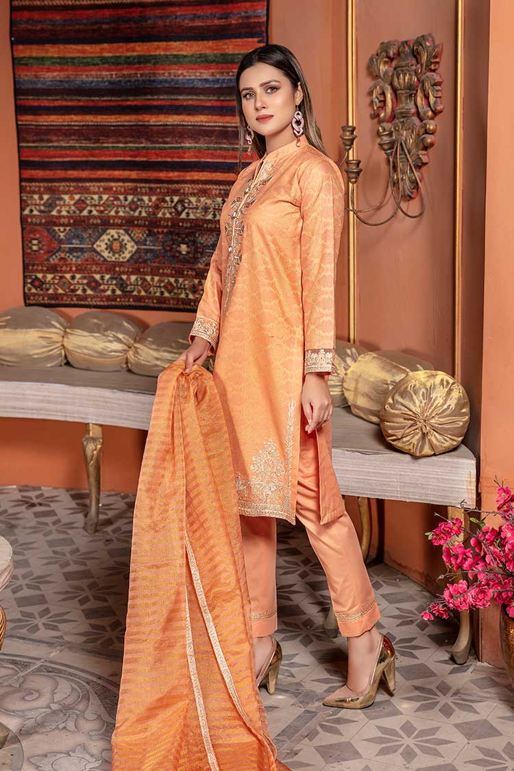 Picture of Ellena - Embroidered Jacquard 3-PC Suit - Available at Raja Sahib