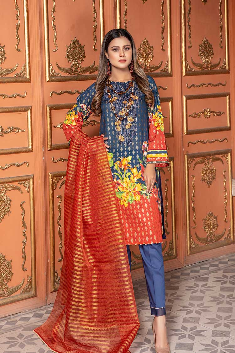 Picture of Ellena - Embroidered Jacquard 3-PC Suit - Available at Raja Sahib