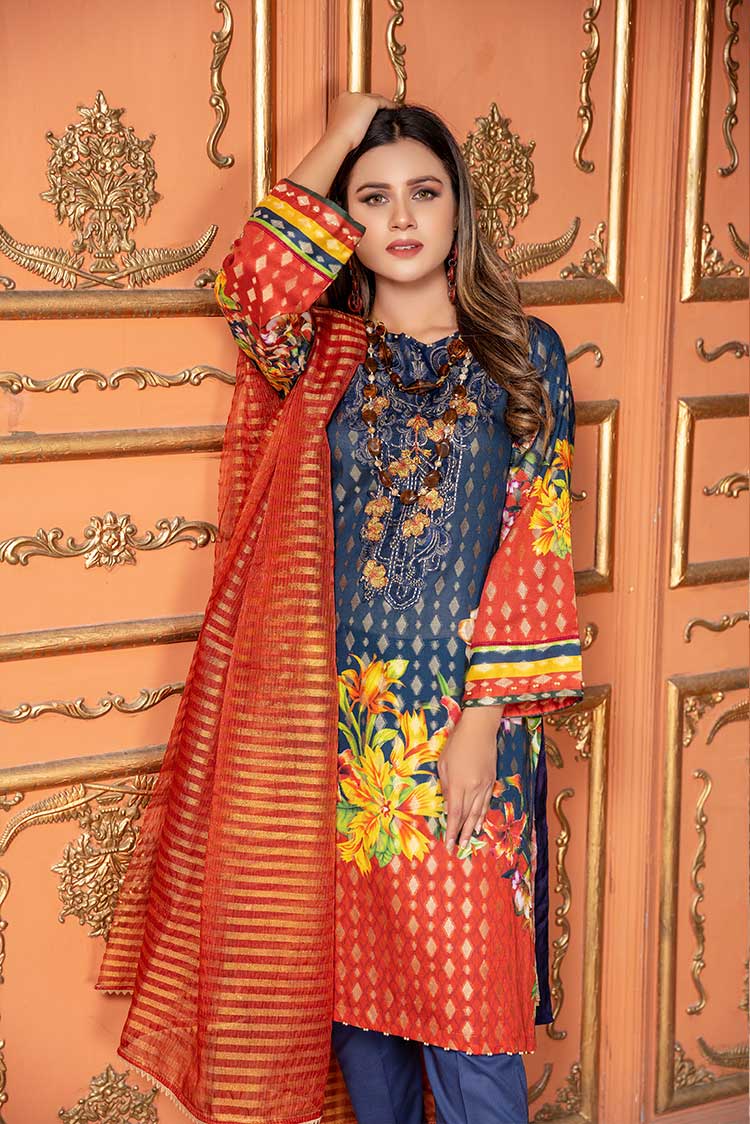 Picture of Ellena - Embroidered Jacquard 3-PC Suit - Available at Raja Sahib