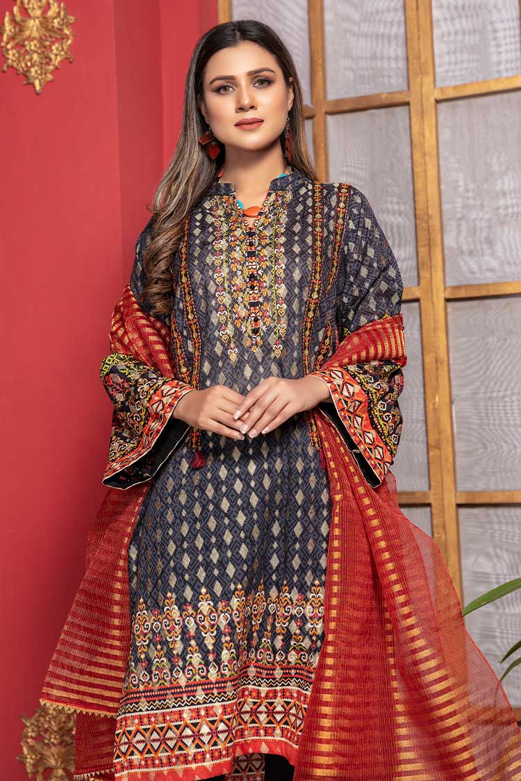 Picture of Ellena - Embroidered Jacquard 3-PC Suit - Available at Raja Sahib