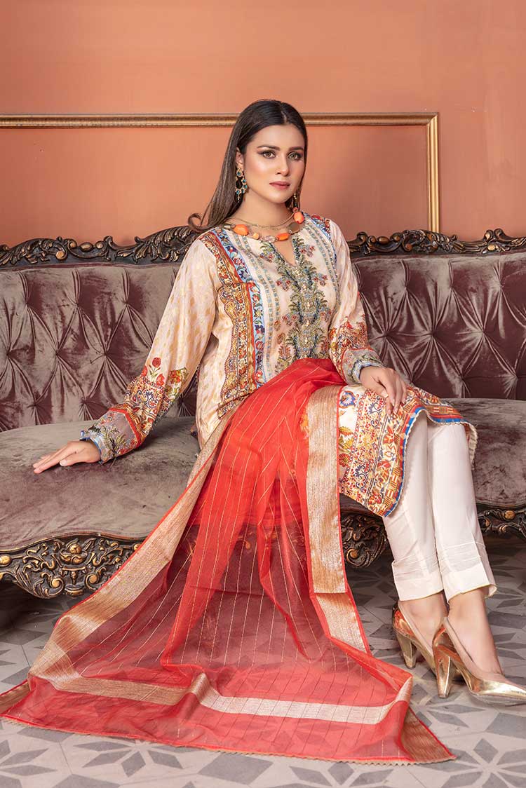 Picture of Ellena - Embroidered Jacquard 3-PC Suit - Available at Raja Sahib