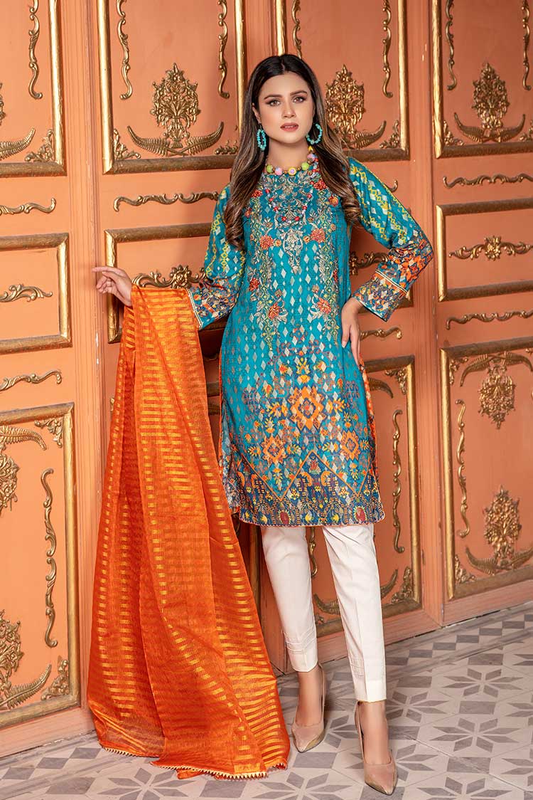 Picture of Ellena - Embroidered Jacquard 3-PC Suit - Available at Raja Sahib
