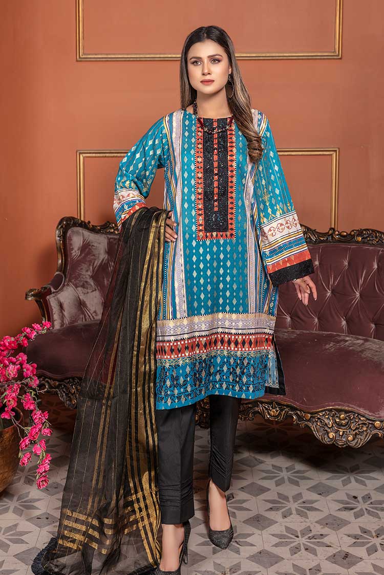 Picture of Ellena - Embroidered Jacquard 3-PC Suit - Available at Raja Sahib