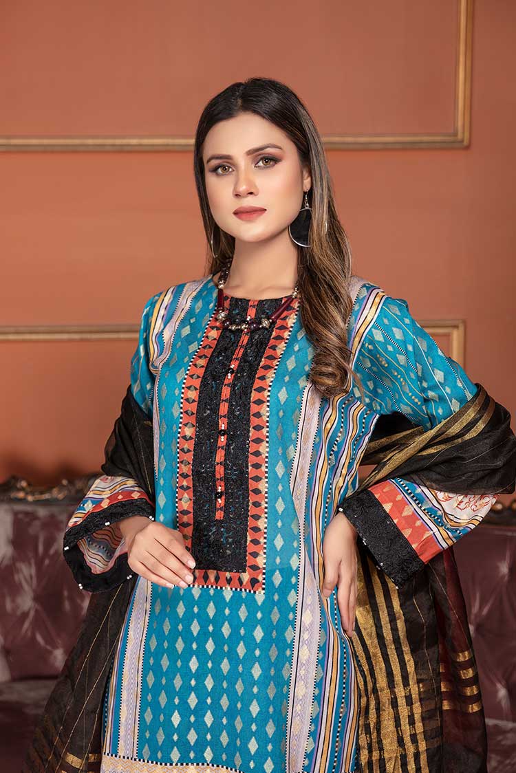 Picture of Ellena - Embroidered Jacquard 3-PC Suit - Available at Raja Sahib
