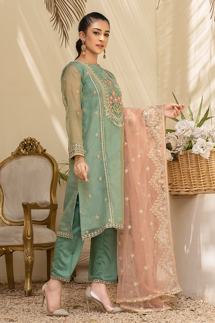 Picture of Ellena - 3-PC Stitched Organza Suit - Available at Raja Sahib
