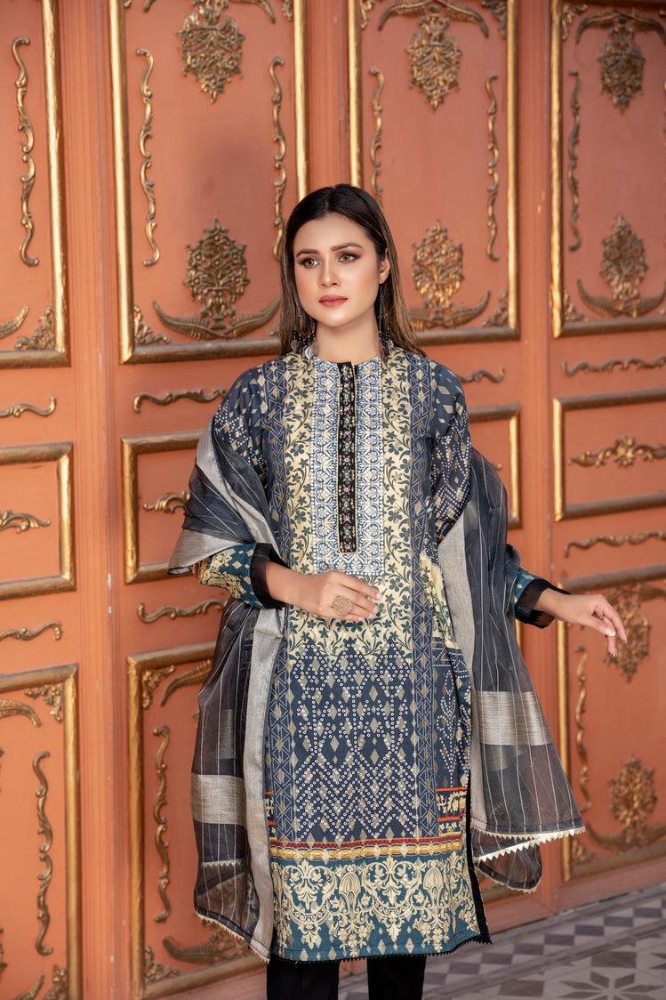 Picture of Ellena - Embroidered Jacquard 3-PC Suit - Available at Raja Sahib