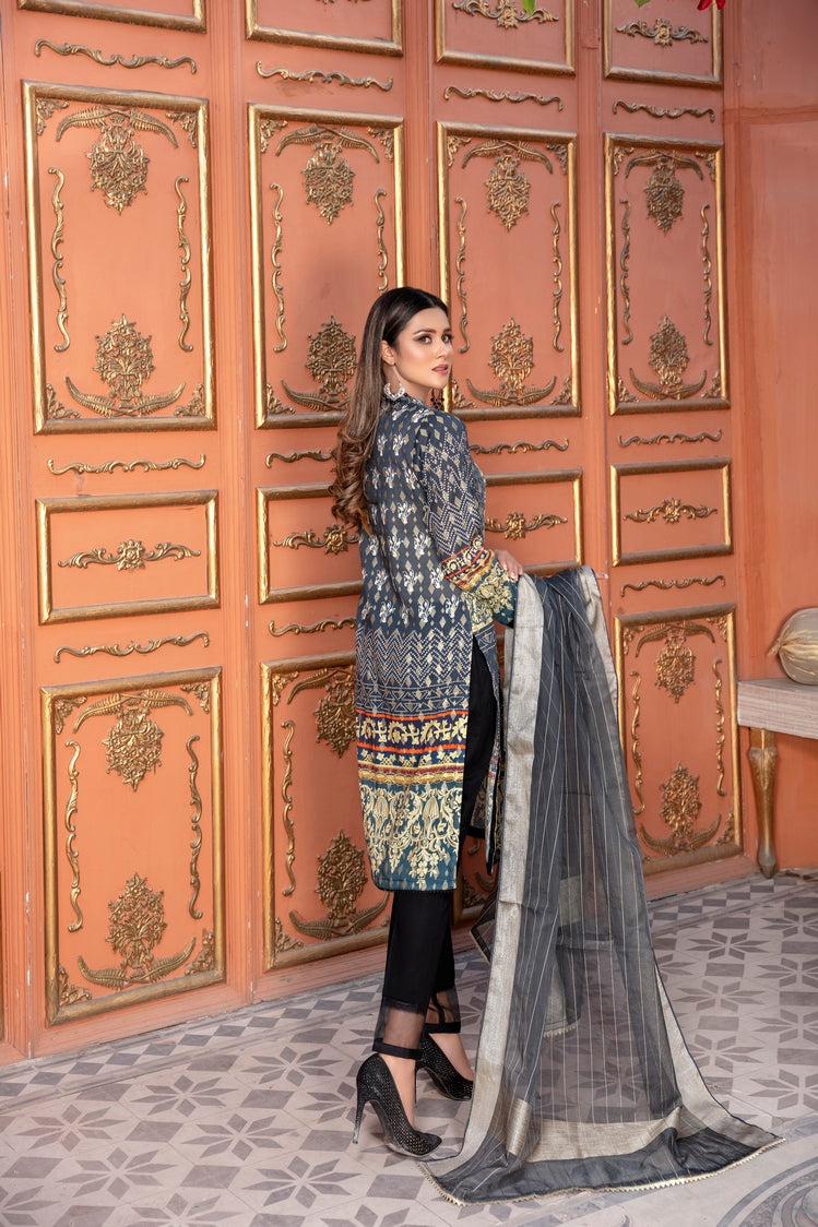 Picture of Ellena - Embroidered Jacquard 3-PC Suit - Available at Raja Sahib