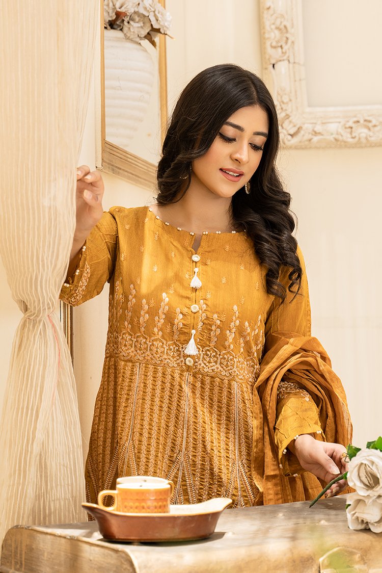 Picture of Ellena - 3-PC Stitched Paper Cotton Suit - Available at Raja Sahib