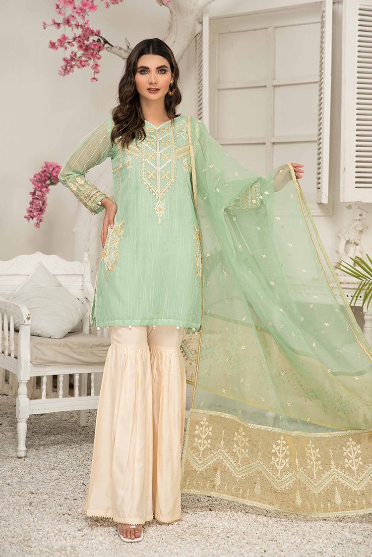 Picture of Ellena - Fancy Embroidered Cotton Net 3-PC Suit - EV352 - Available at Raja Sahib