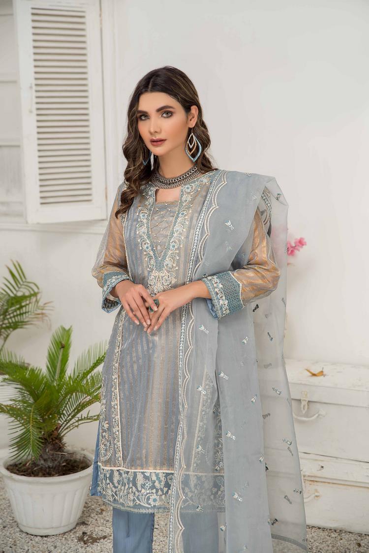 Picture of Ellena - Fancy Embroidered Formal Wear 3 Piece Suit - EV-353 - Available at Raja Sahib