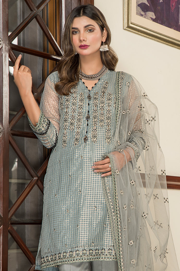 Picture of Ellena - Fancy Embroidered Organza 3-PC Suit - Available at Raja Sahib