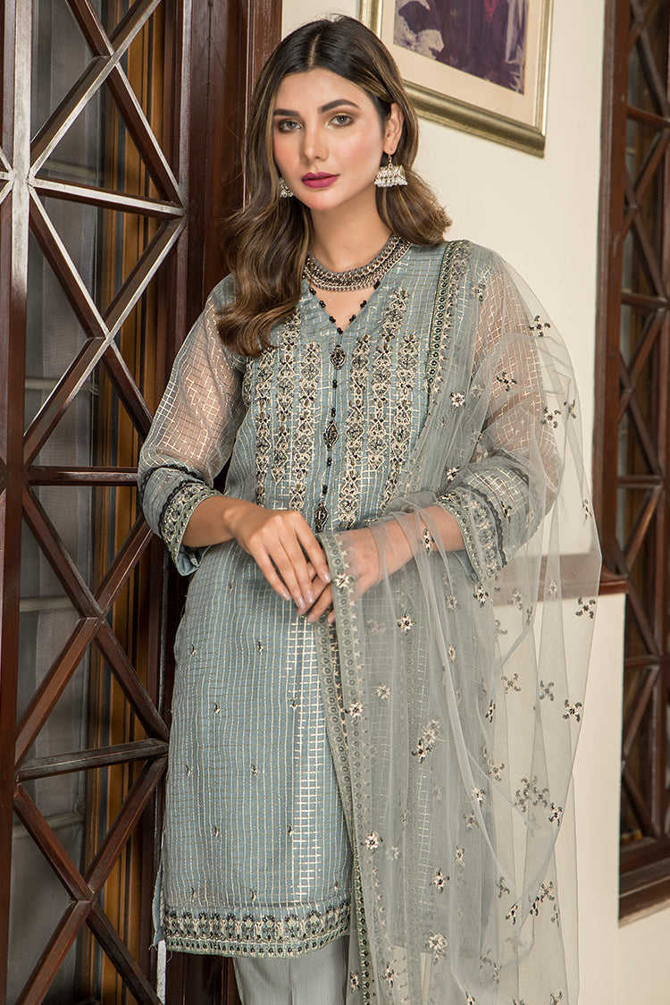 Picture of Ellena - Fancy Embroidered Organza 3-PC Suit - Available at Raja Sahib