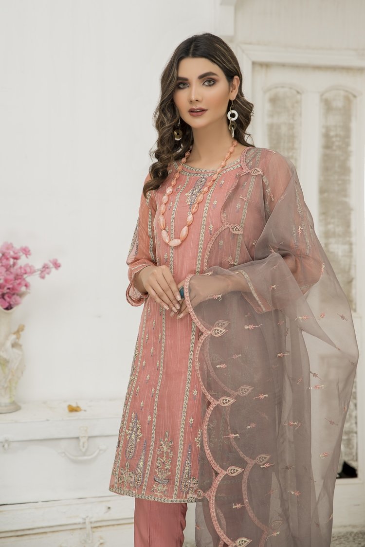 Picture of Ellena - 3-PC Stitched Cotton Net Suit - Available at Raja Sahib