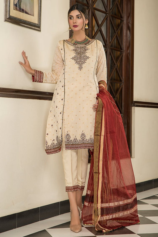 Picture of Ellena - Fancy Embroidered Jacquard 3-PC Suit - Available at Raja Sahib