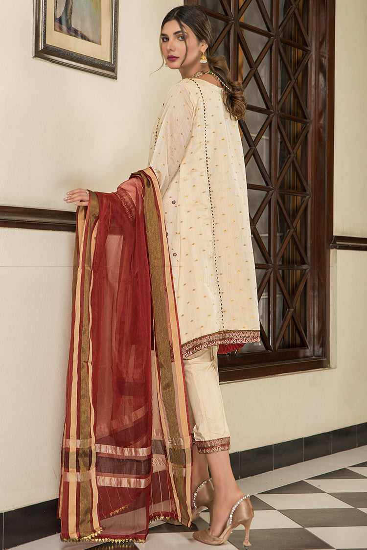 Picture of Ellena - Fancy Embroidered Jacquard 3-PC Suit - Available at Raja Sahib