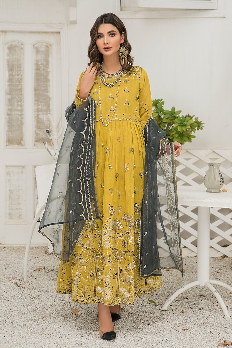 Picture of Ellena - Fancy Embroidered Papper Cotton 3-PC Suit - EV360 - Available at Raja Sahib