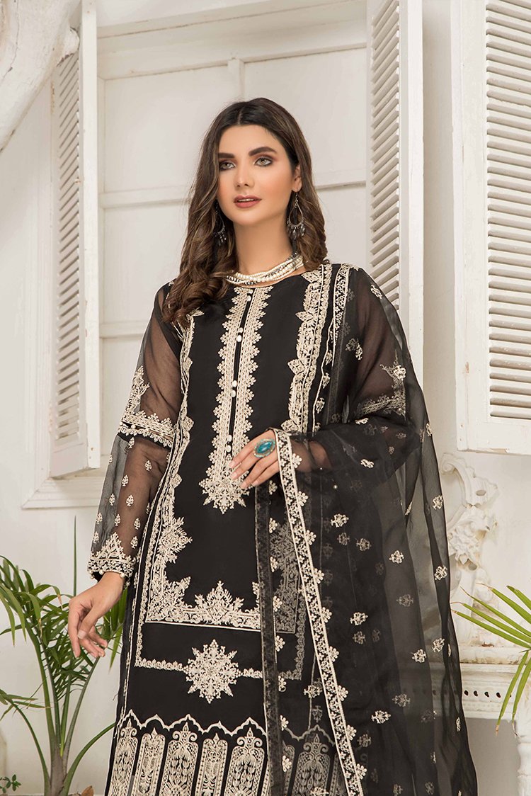 Picture of Ellena - Fancy Embroidered Organza 3-PC Suit - EV361 - Available at Raja Sahib