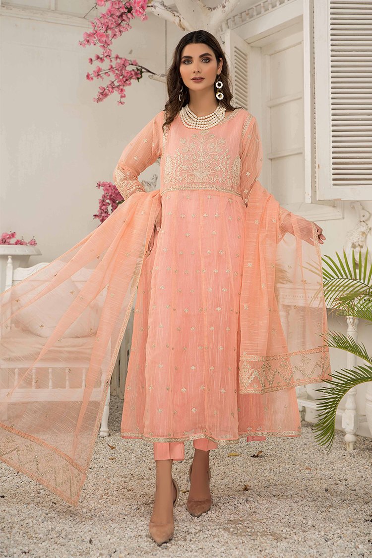 Picture of Ellena - Fancy Embroidered Cotton Net 3-PC Suit - EV362 - Available at Raja Sahib