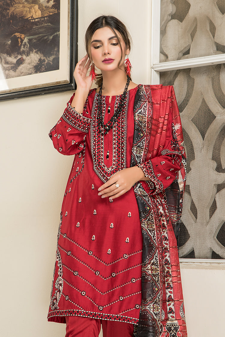 Picture of Ellena - Fancy Embroidered Viscose 3-PC Suit - Available at Raja Sahib