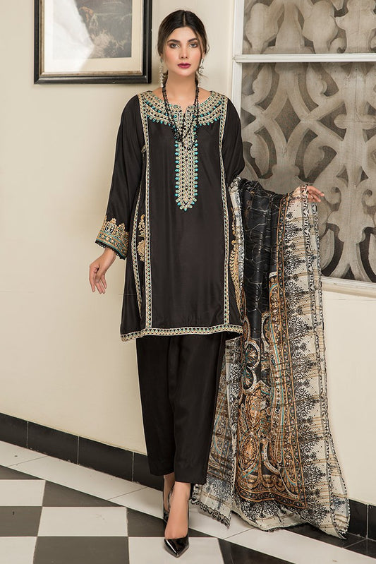 Picture of Ellena - Fancy Embroidered Viscose 3-PC Suit - Available at Raja Sahib
