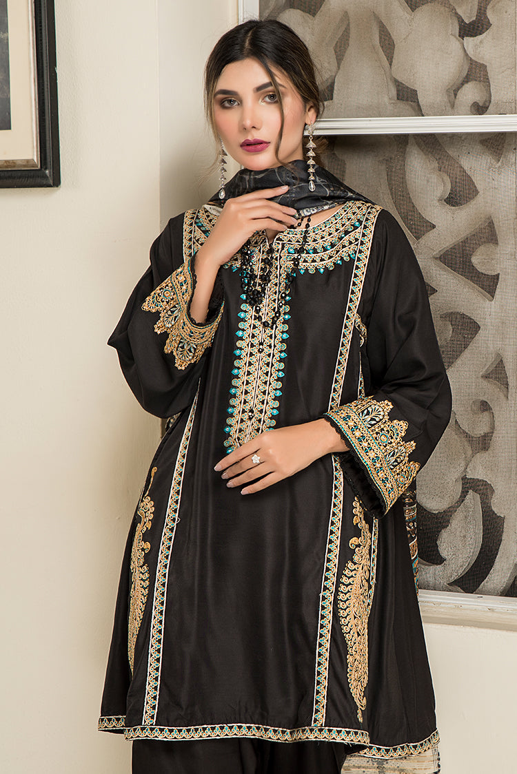 Picture of Ellena - Fancy Embroidered Viscose 3-PC Suit - Available at Raja Sahib