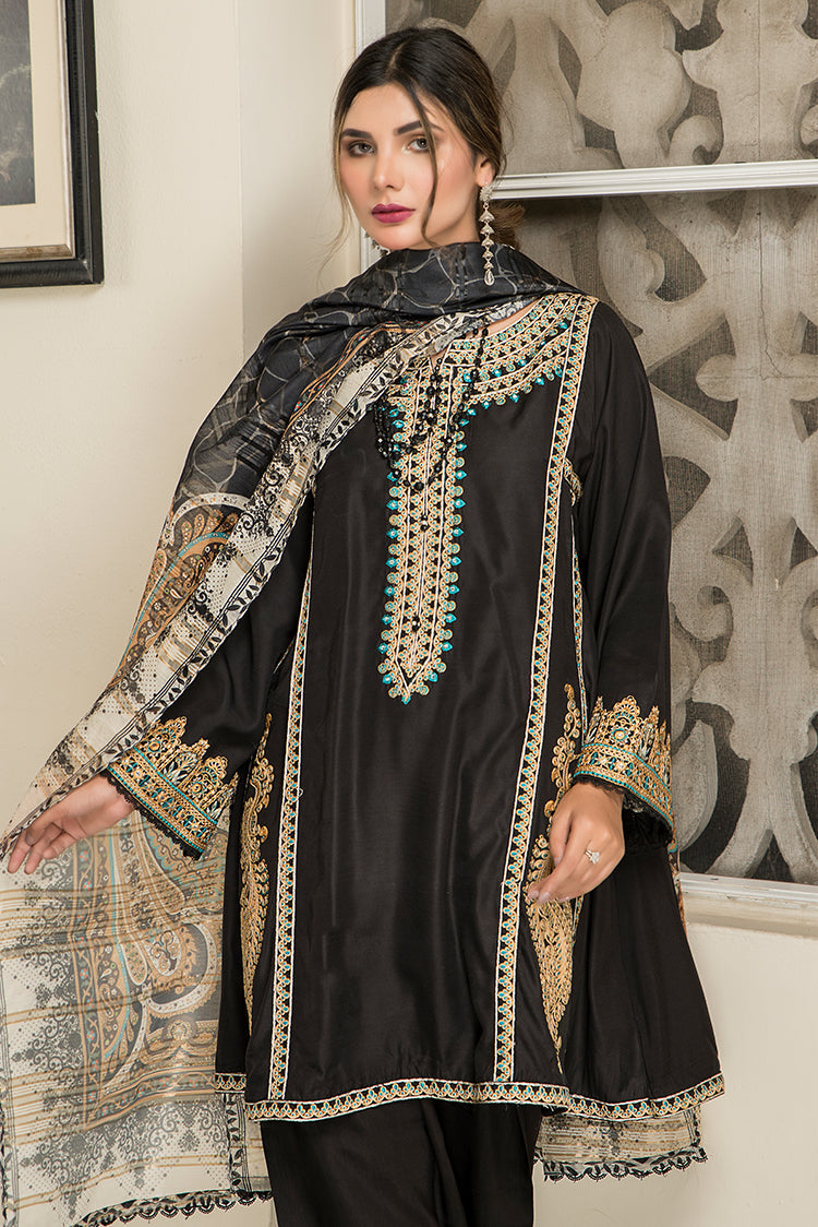 Picture of Ellena - Fancy Embroidered Viscose 3-PC Suit - Available at Raja Sahib