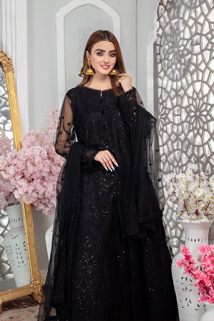 Picture of Ellena - Embroidered Net Maxi Dress - Available at Raja Sahib