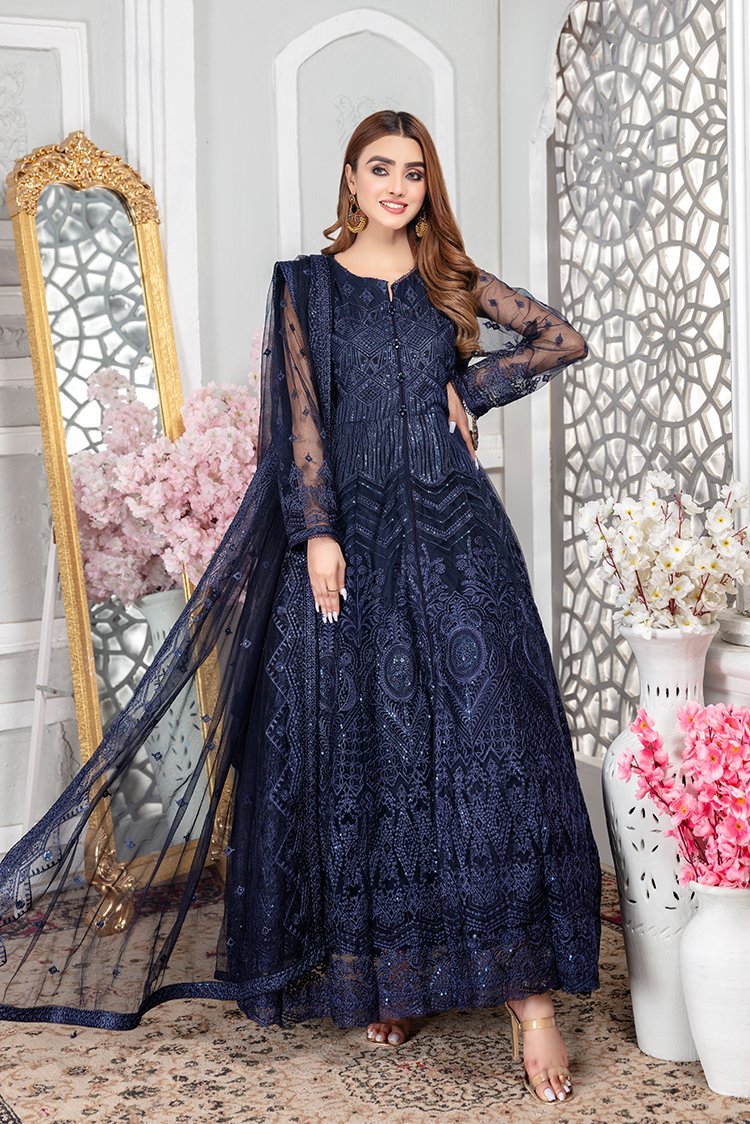 Picture of Ellena - Embroidered Net Maxi Dress - Available at Raja Sahib