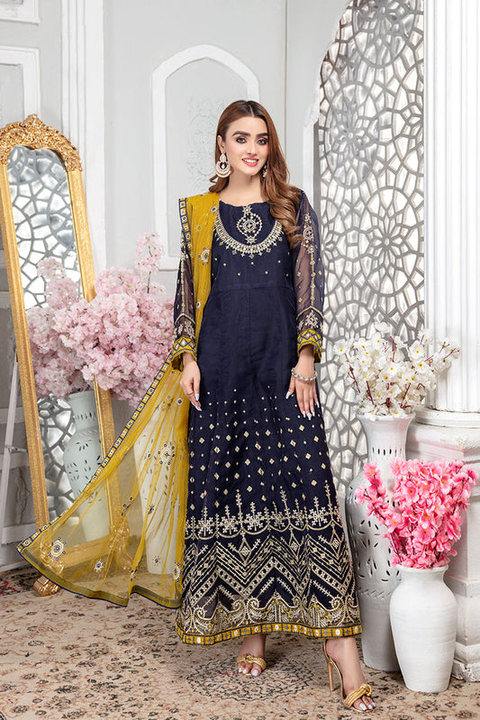 Picture of Ellena - Fancy Embroidered Organza 3-PC Suit - Available at Raja Sahib