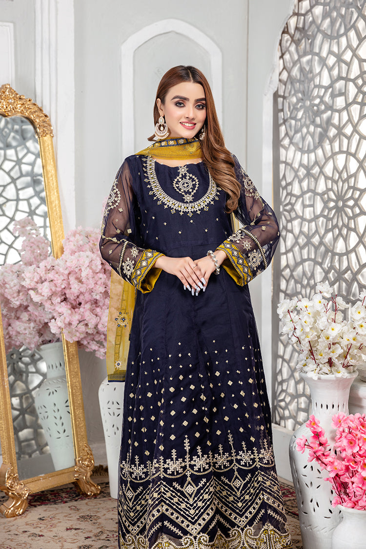 Picture of Ellena - Fancy Embroidered Organza 3-PC Suit - Available at Raja Sahib
