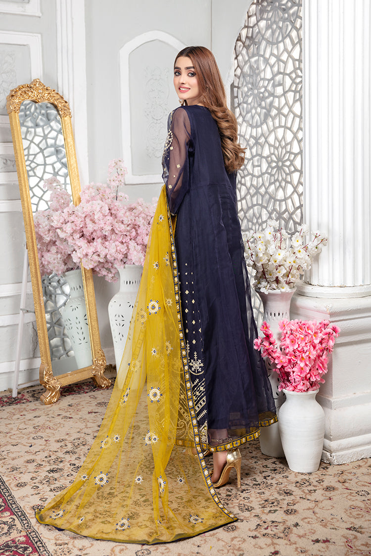 Picture of Ellena - Fancy Embroidered Organza 3-PC Suit - Available at Raja Sahib