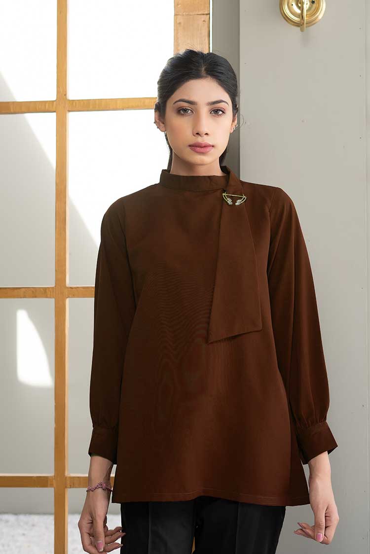 Picture of Ellena - Plain Goergette Top - Available at Raja Sahib