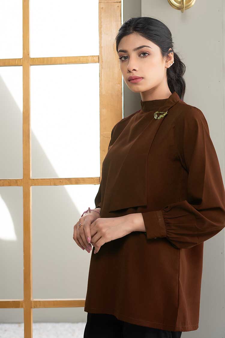 Picture of Ellena - Plain Goergette Top - Available at Raja Sahib
