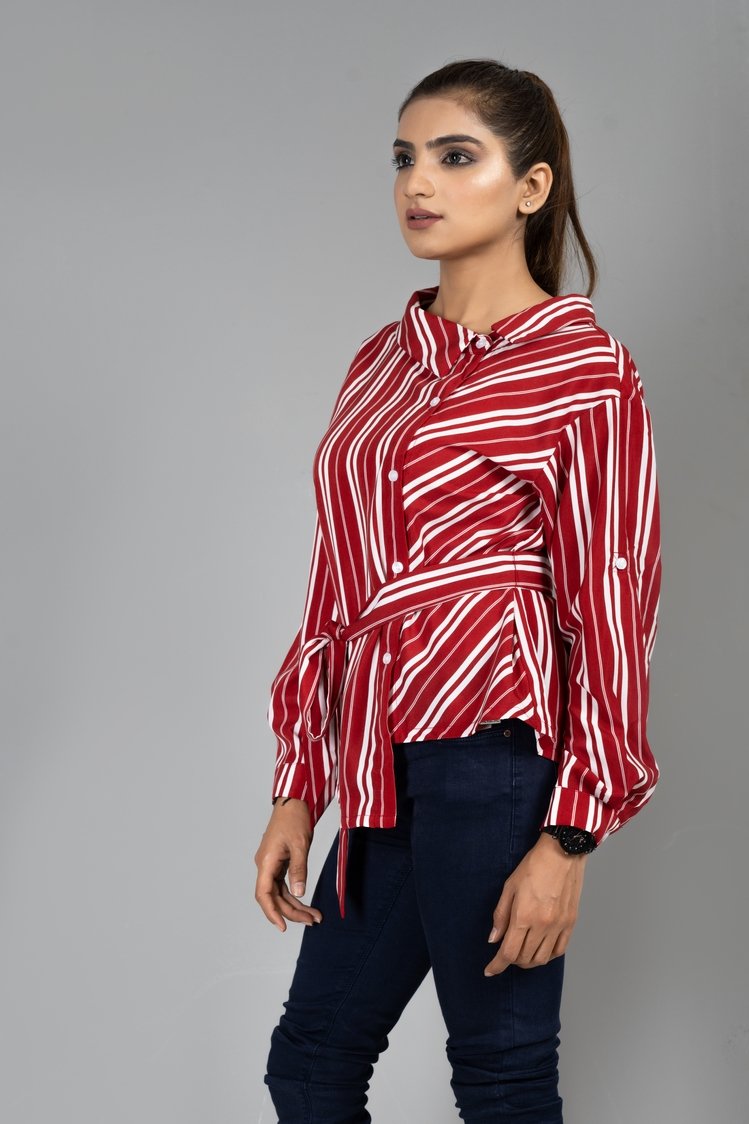 Picture of Ellena - Full Sleeves Printed Top - Available at Raja Sahib